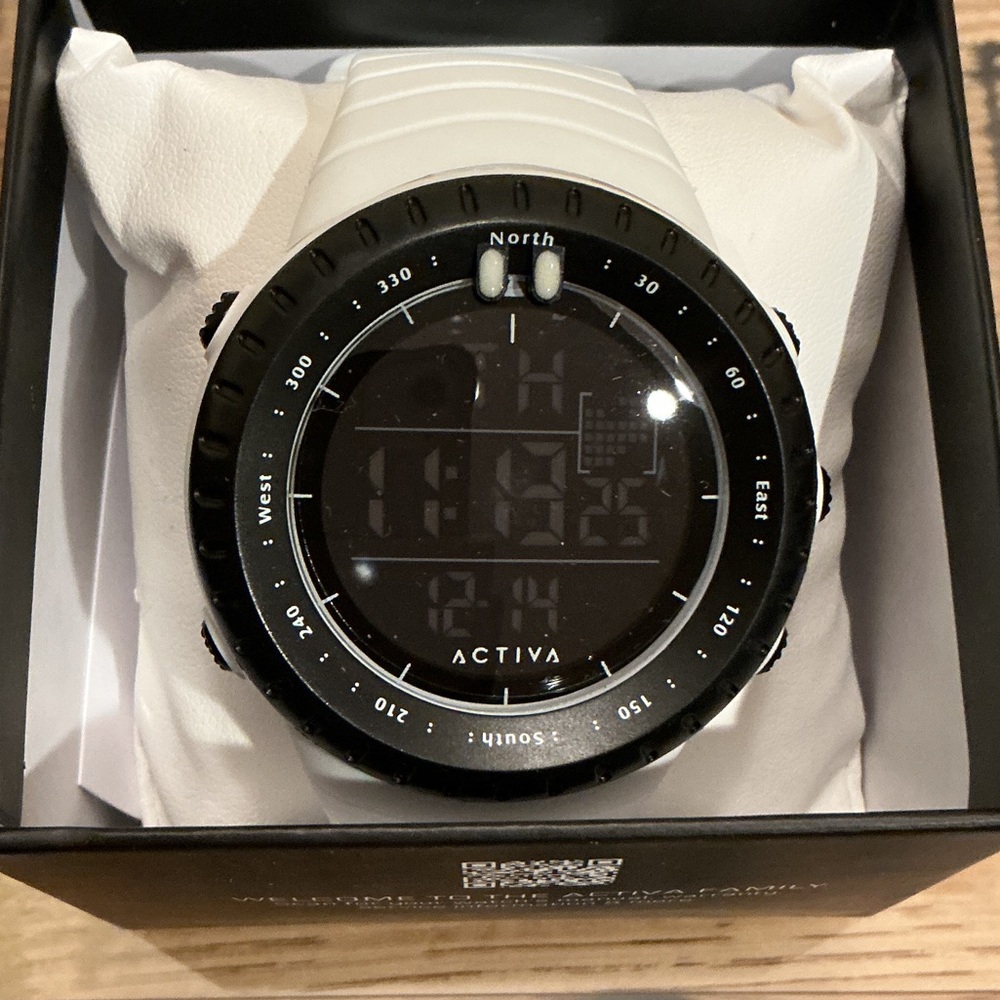 Ativa Black and White Digital Watch